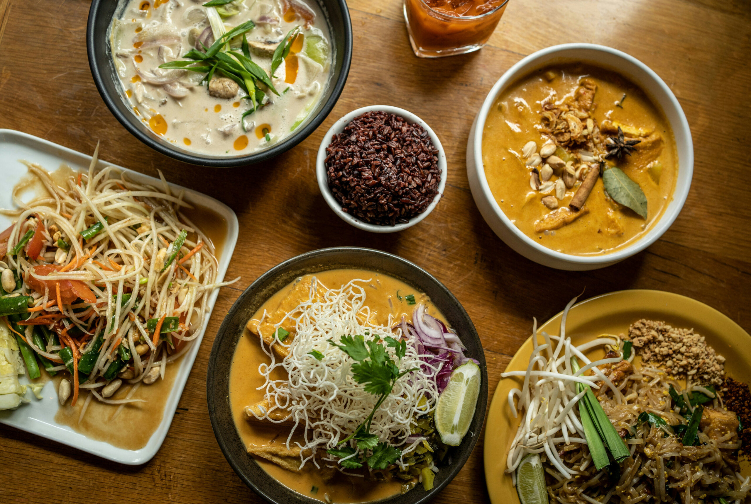Table with vegan meals