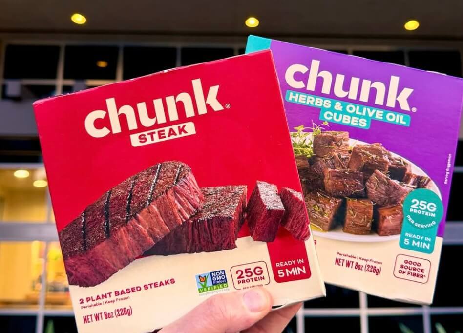 two boxes of vegan meat by chunk foods